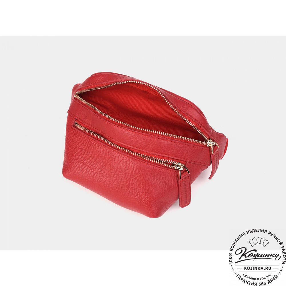 Кожаная сумка на пояс "Бритни" (красная)